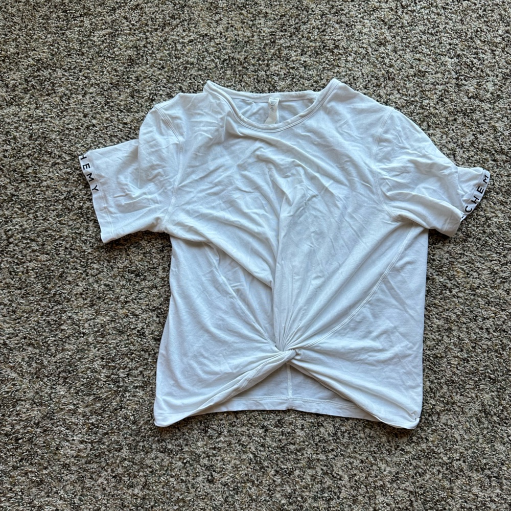 Lululemon Size 8 Crescent T-shirt Twist Front Solid White Short Sleeve Tee Top